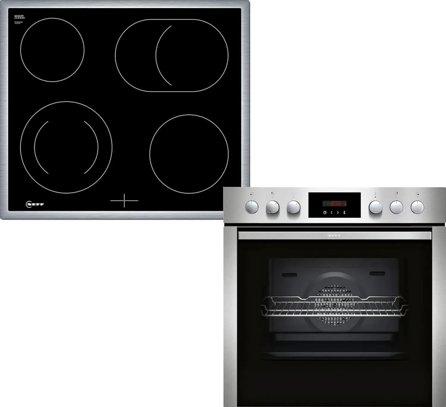 NEFF EDX4P0 Herd-Set, 60x60 cm, mit Pyrolyse und CircoTherm, LED-Display, Elektrokochfeld mit Bräterzone, Edelstahl