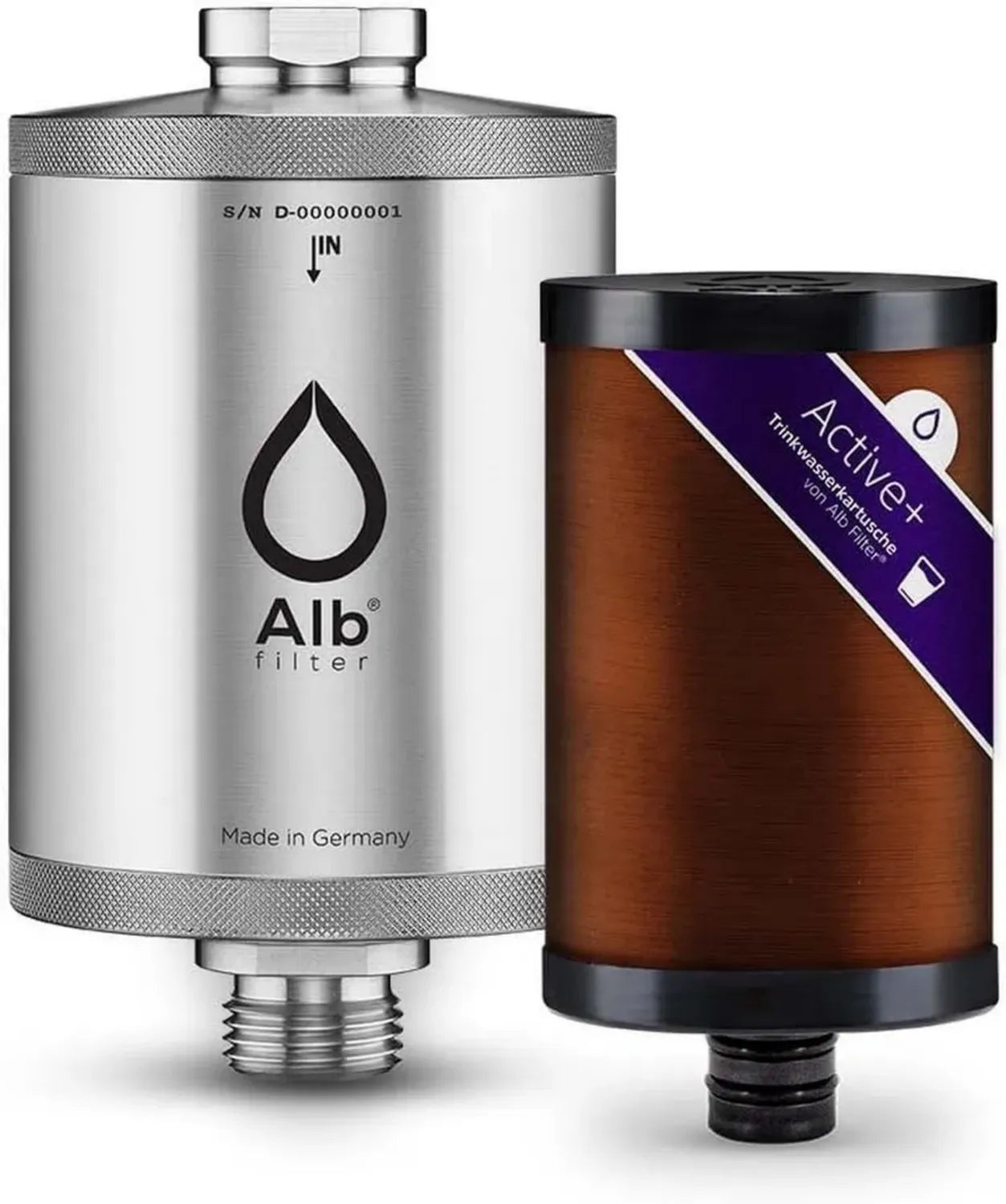 Alb Filter® Active Plus+ Wasserfilter gegen Kalk und Bakterien - Untertisch, Edelstahl, Hergestellt in Deutschland