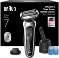 Braun Series 7 Rasierer mit 360° Flexibilität und Reinigungsstation, für Nass- und Trockenrasur, mit Präzisionstrimmer, hergestellt in Deutschland, silber