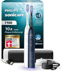 Philips Sonicare 7100 Elektrische Schallzahnbürste mit App-Unterstützung, 4 Modi, 3 Intensitäten, Druckkontrolle, EasyStart, Weiß/Marineblau, 2er Set, Modell HX7429/01